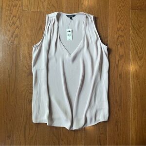 NEW Express Woman Top Pleated Shoulder V-Neck Tank Shirt S Blush pink